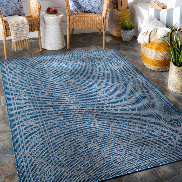 Charlton Home® Razmig Oriental Indoor / Outdoor Area Rug in Blue